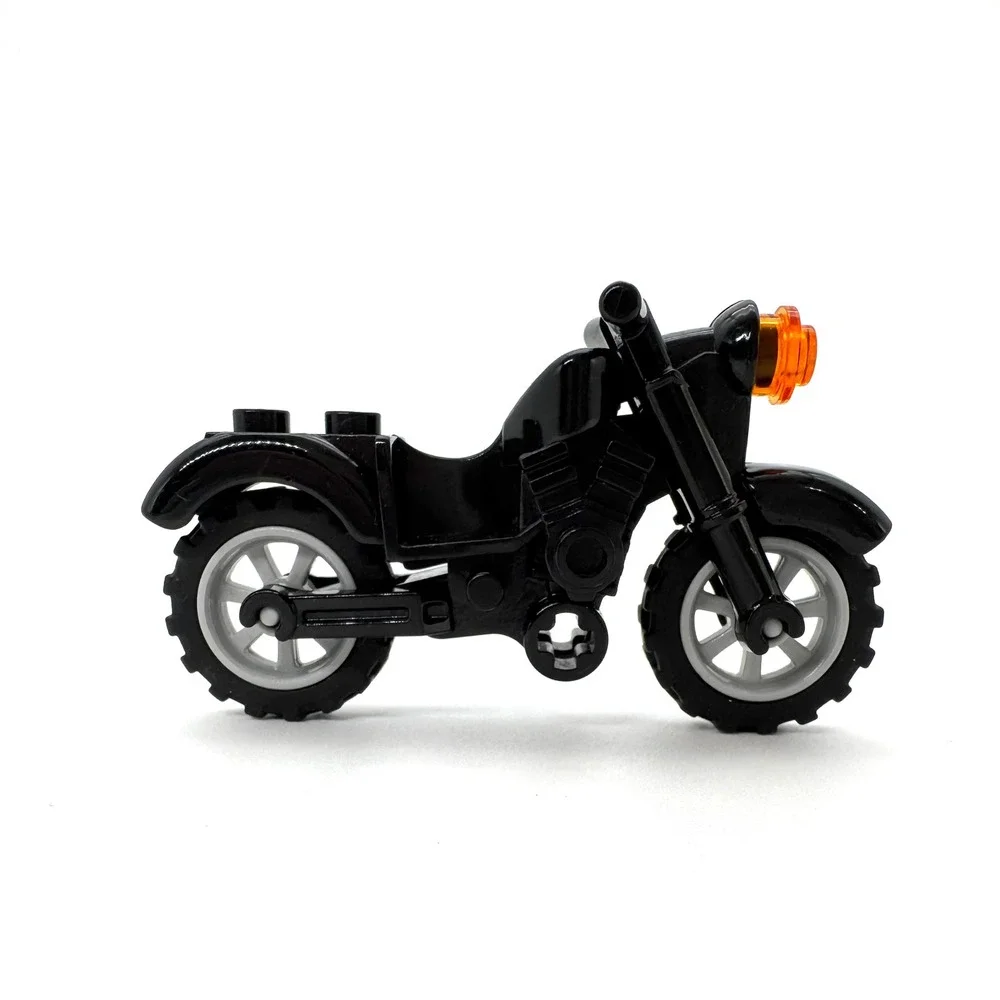Lego Black Motorcycle Minifigure Scale Vehicle Black Chassis Vintage Town City